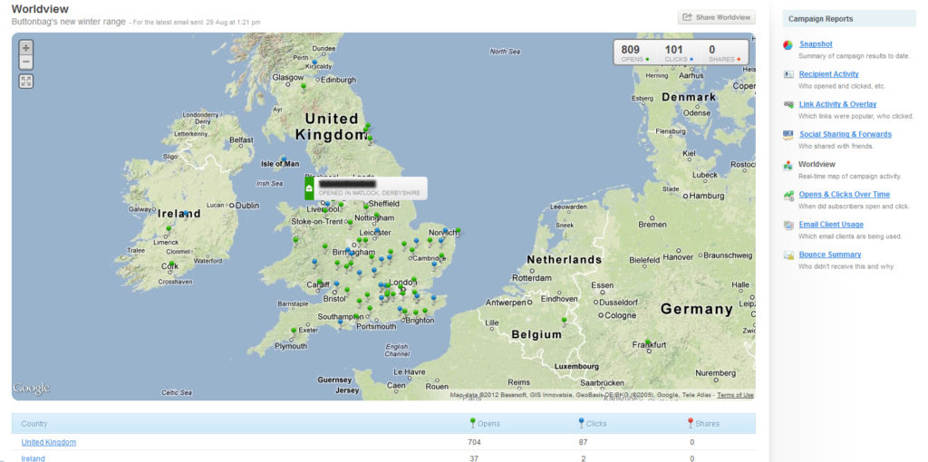 Worldview, a real-time map of campaign activity