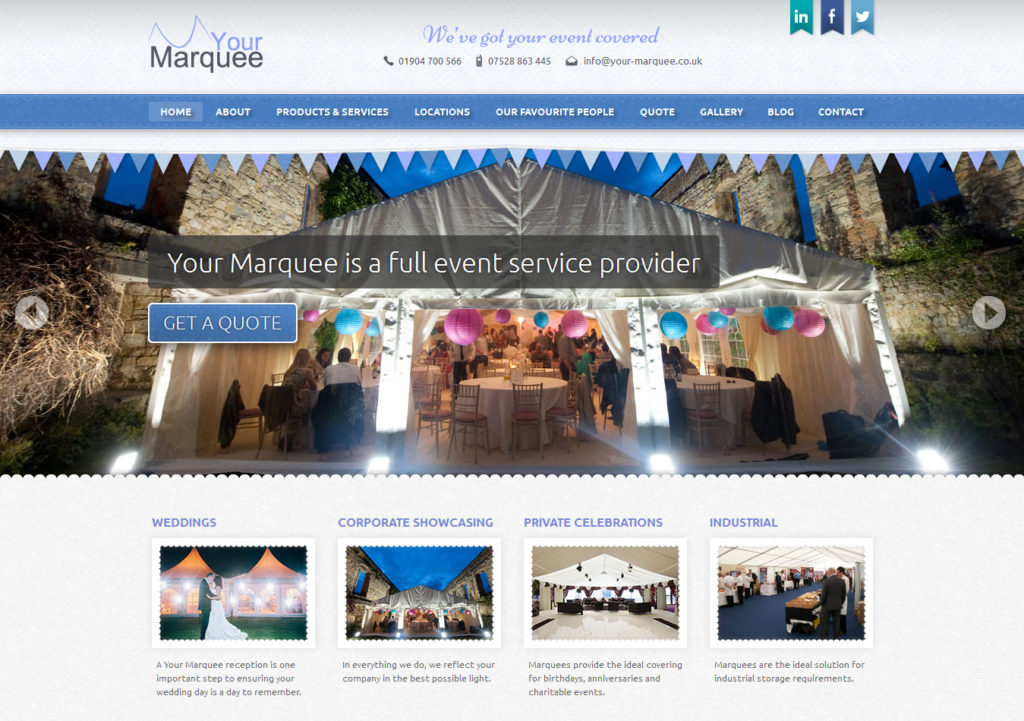 Your Marquee uses a large banner image to give the impression of a wider site