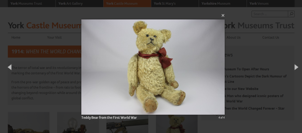 An adorable example of content added to the York Castle Museum site via bespoke CMS