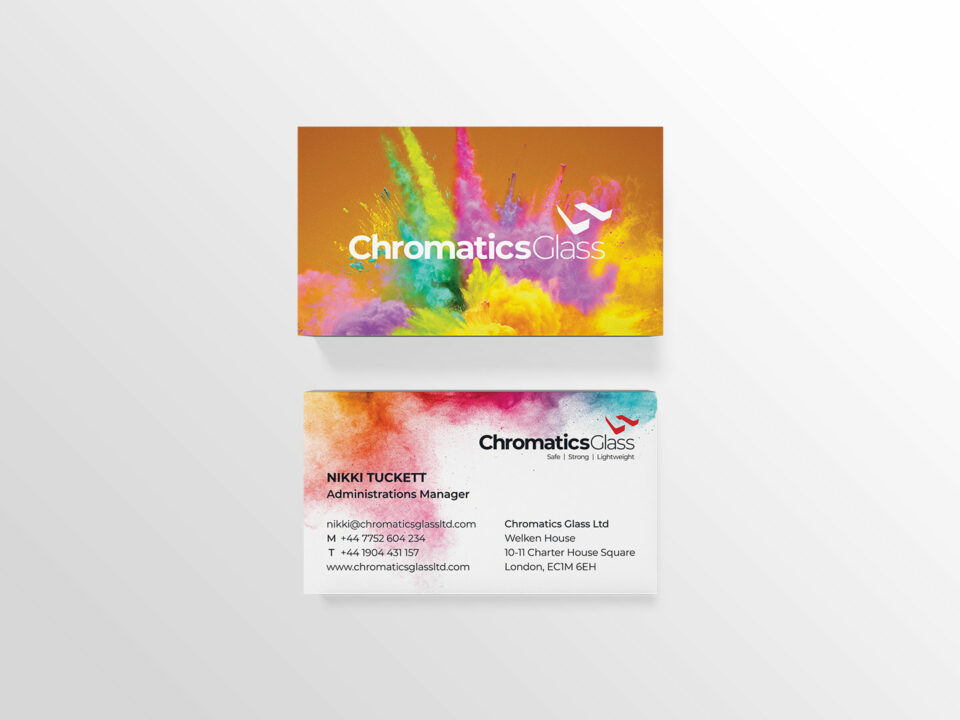 Chromatics Glass business card visual