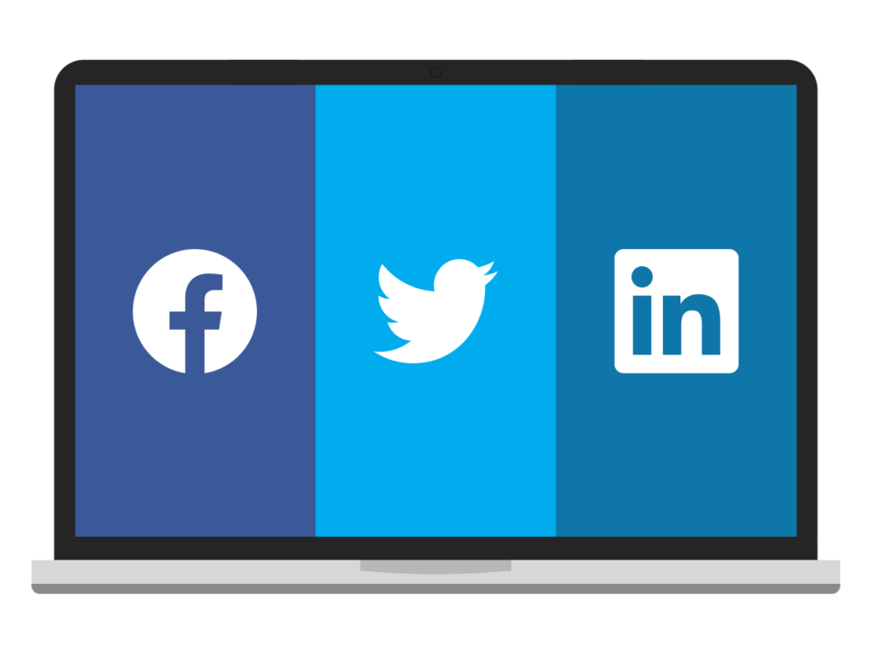social network logos on screen