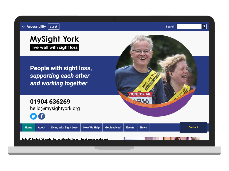 An example of a charity website on visualised on a laptop