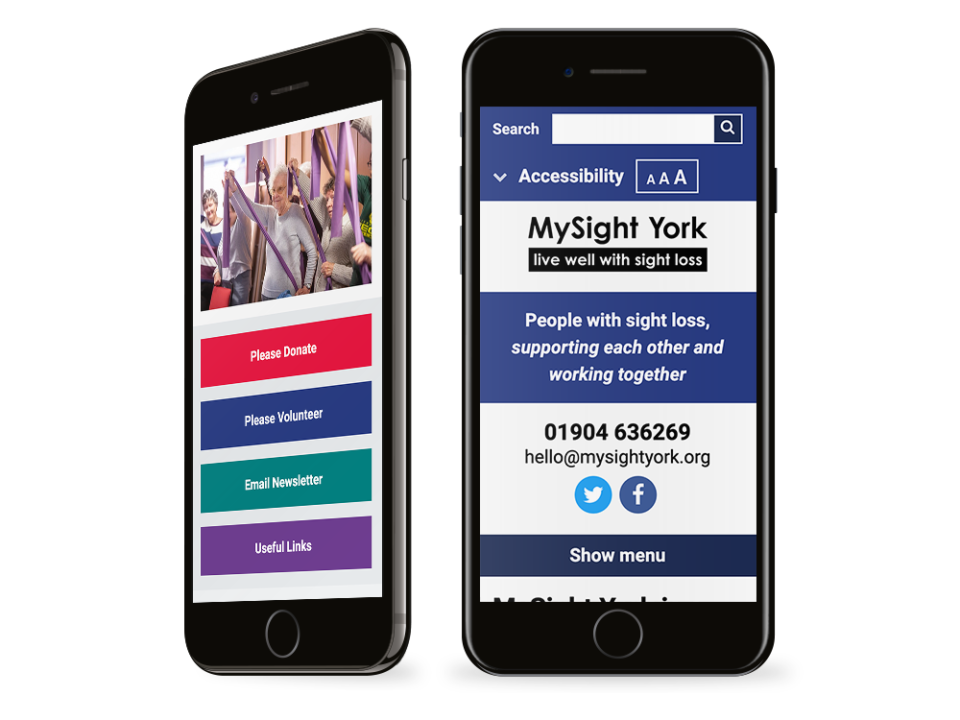 An example of a charity website on visualised on a mobile