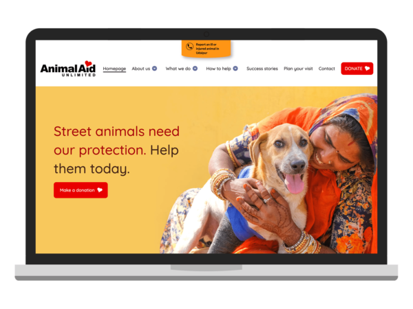 AAU a high quality charity website visualised on a laptop