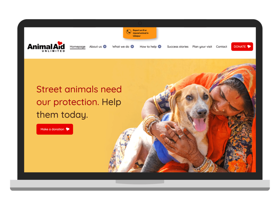 AAU a high quality charity website visualised on a laptop