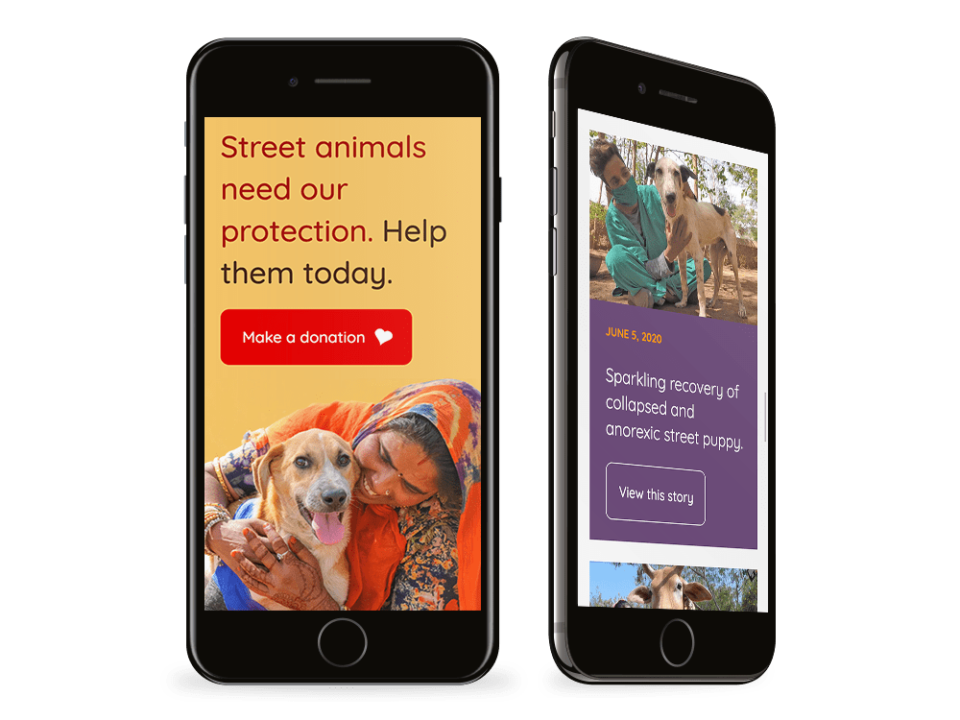 AAU a high quality charity website visualised on a mobile