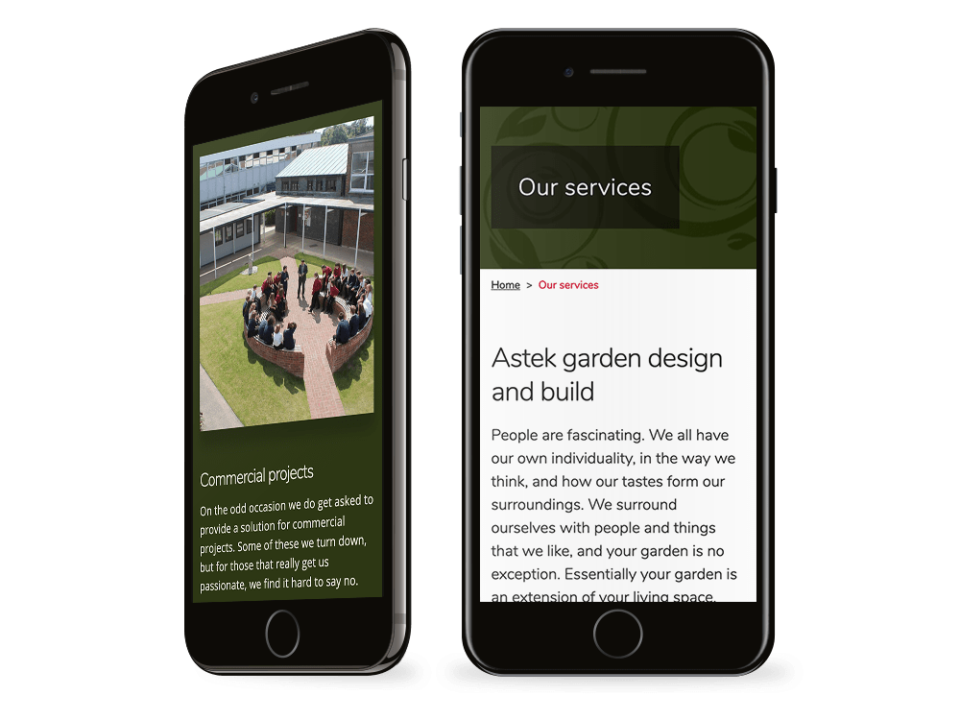 An example of high-end website design visualised on a mobile