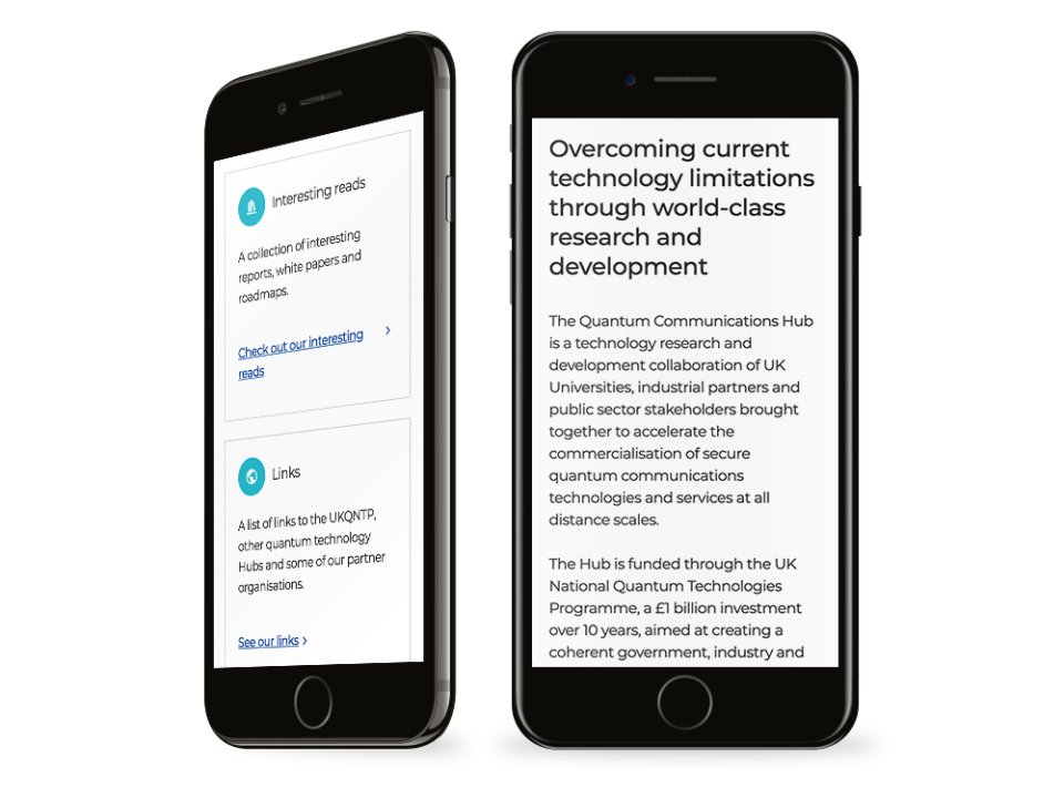 An example of a high-end technology website visualised on a mobile device