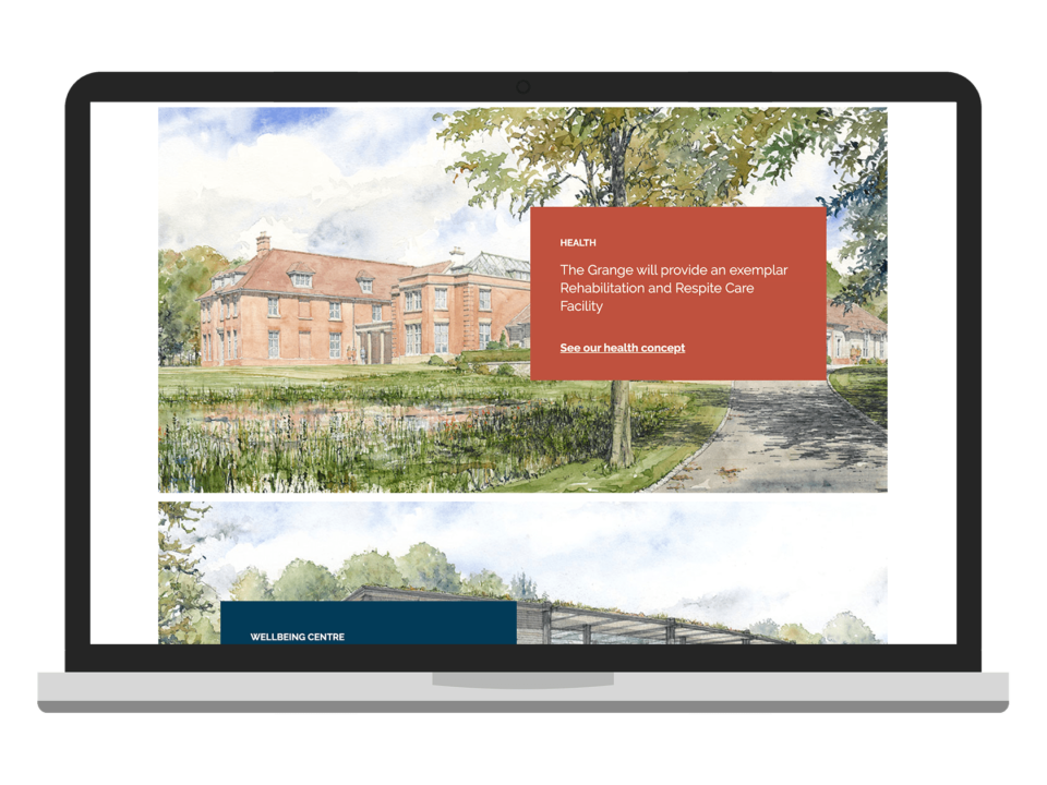 An example of high end design for the property and construction sector visualised on a desktop device