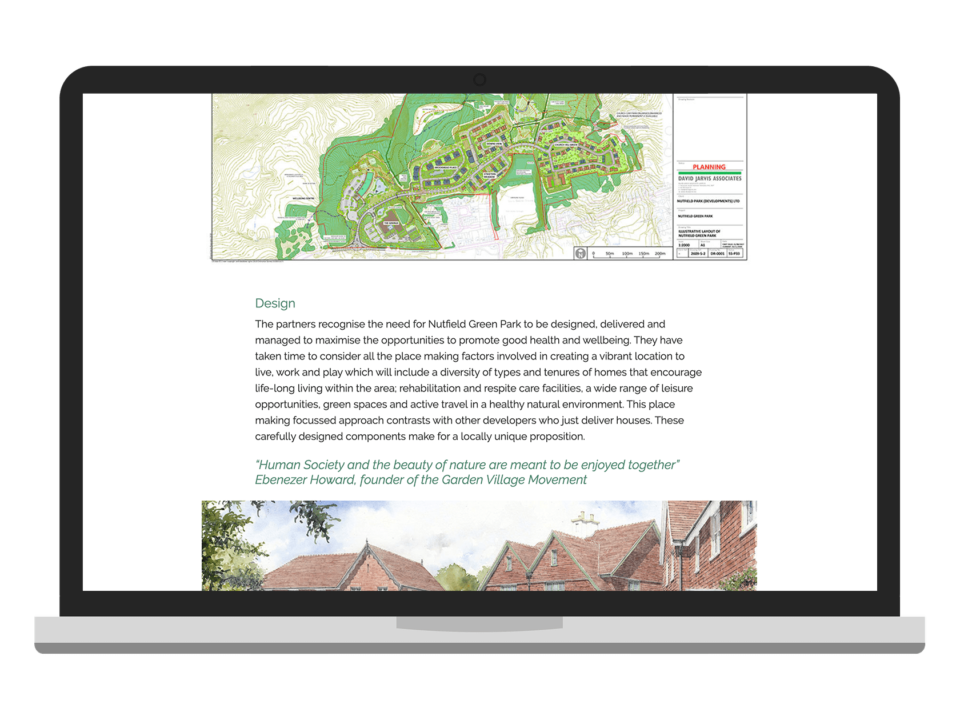 An example of high end design for the property and construction sector visualised on a desktop device