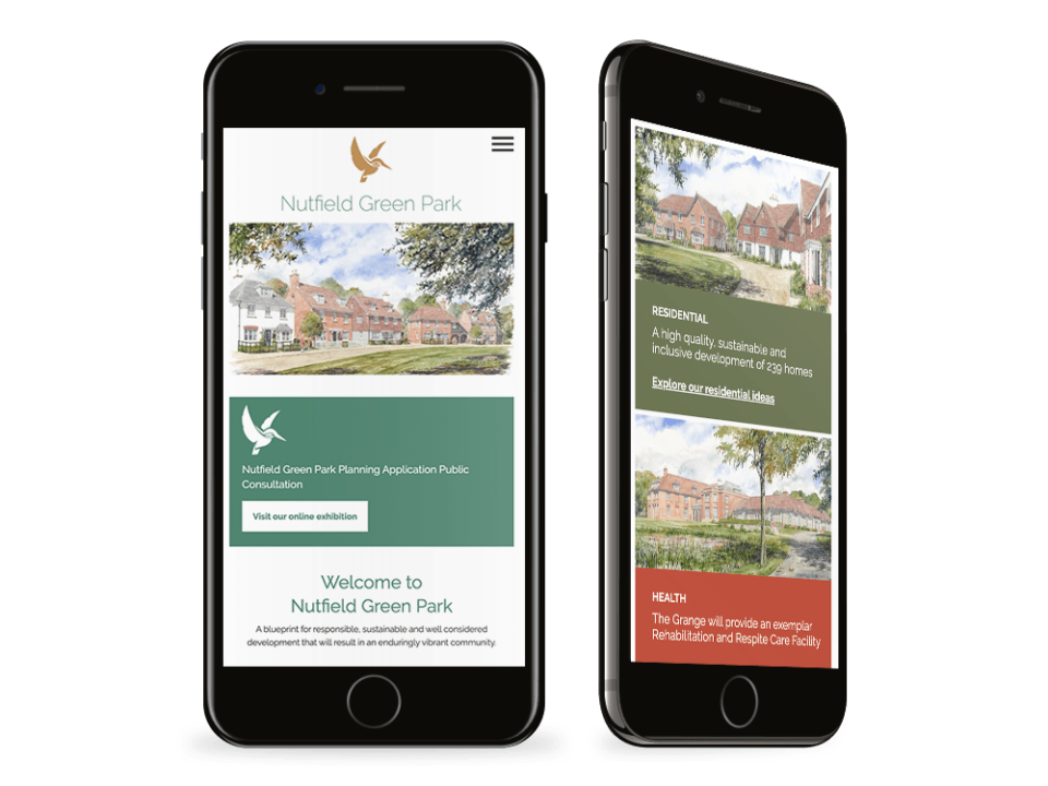 An example of high end design for the property and construction sector visualised on a mobile device