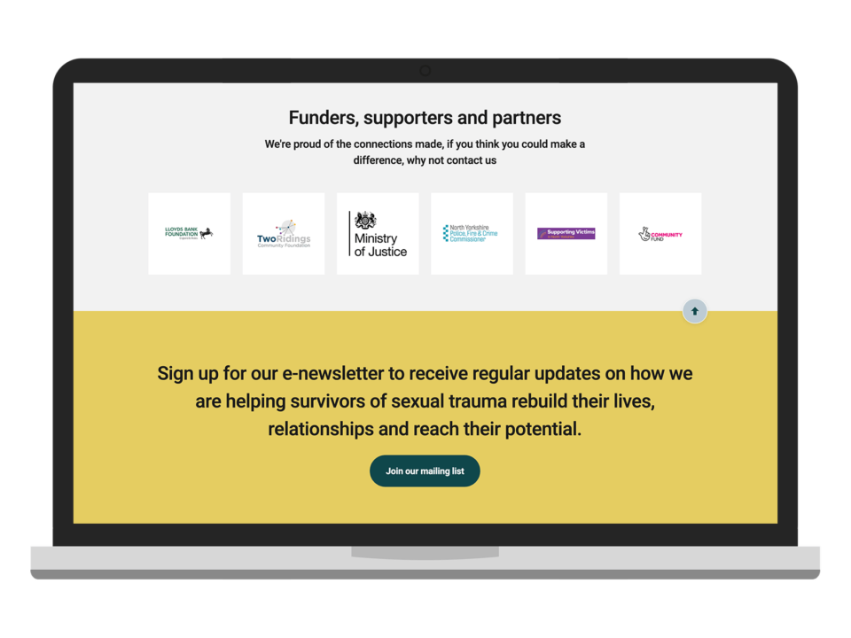 An example of high end web design for the charity sector visualised on a desktop device