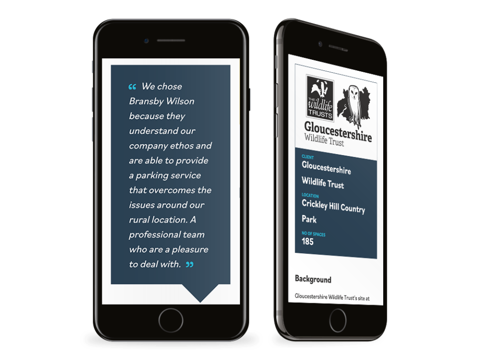 An example of high-end website design for a local business visualised on a mobile device