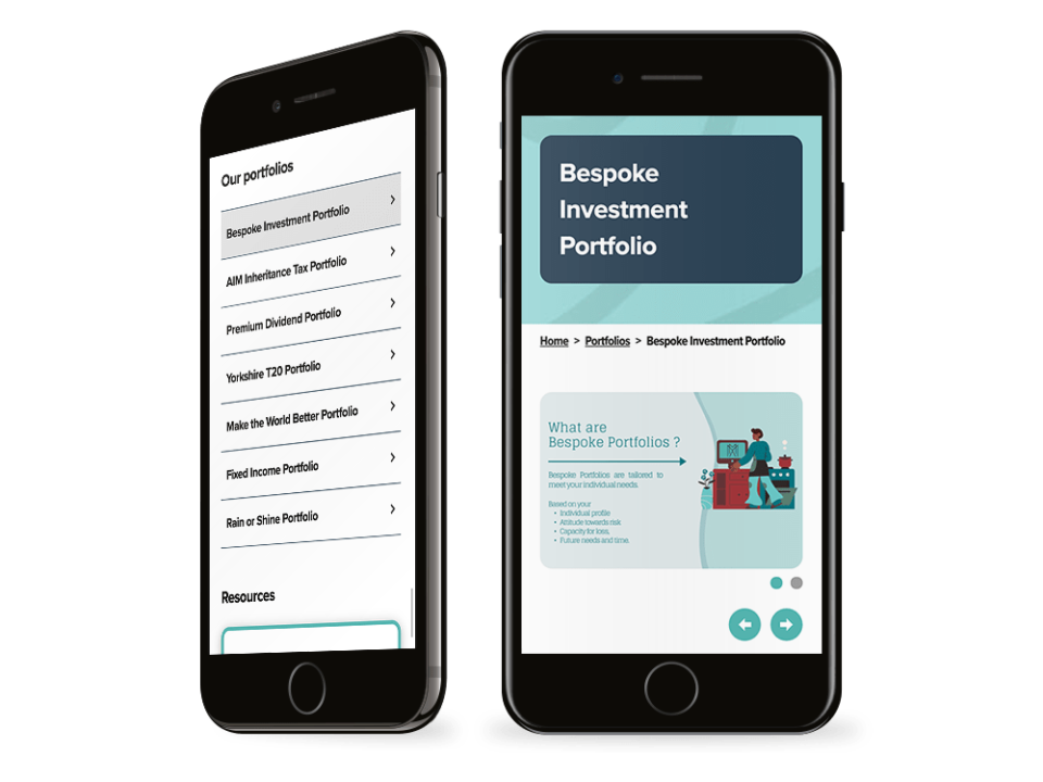 An example of high end design for a finance company visualised on a mobile device