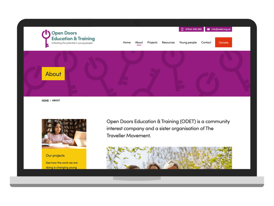 An example of high end charity design visualised on a laptop device