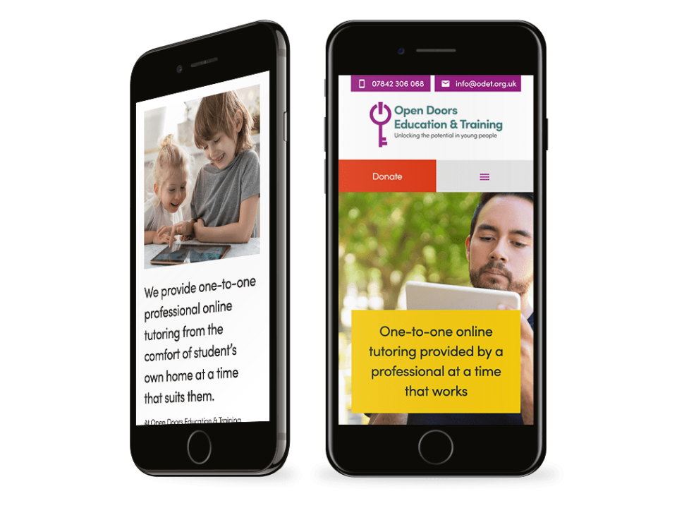 An example of high end charity design visualised on a mobile device