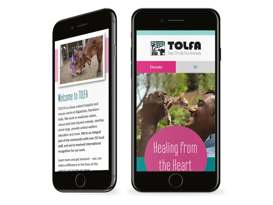 An example of high end charity design visualised on a mobile device