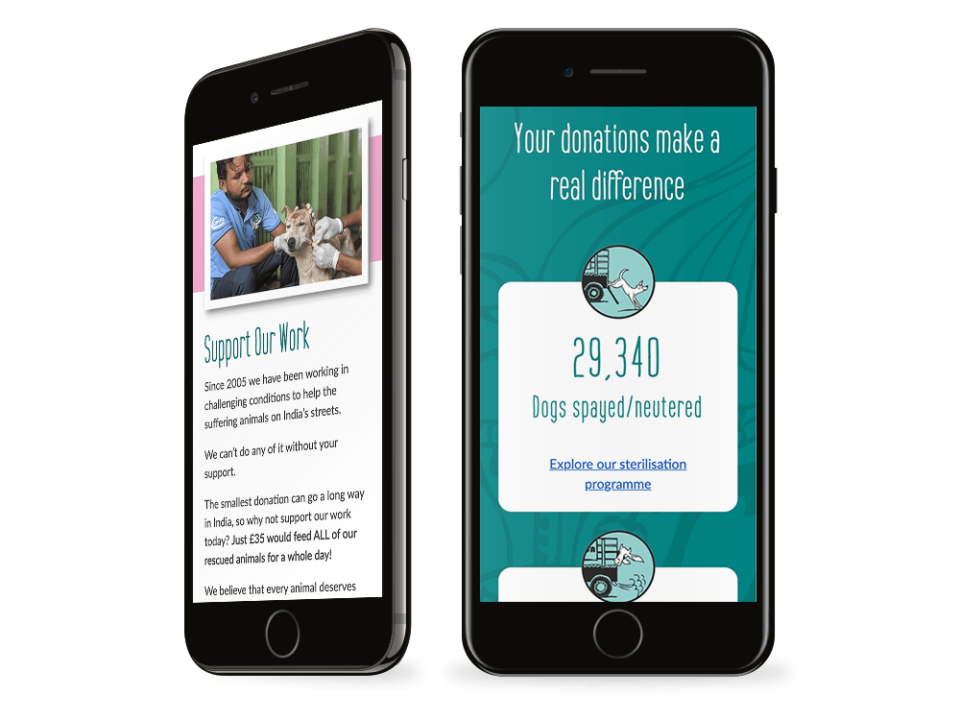 An example of high end charity design visualised on a mobile device