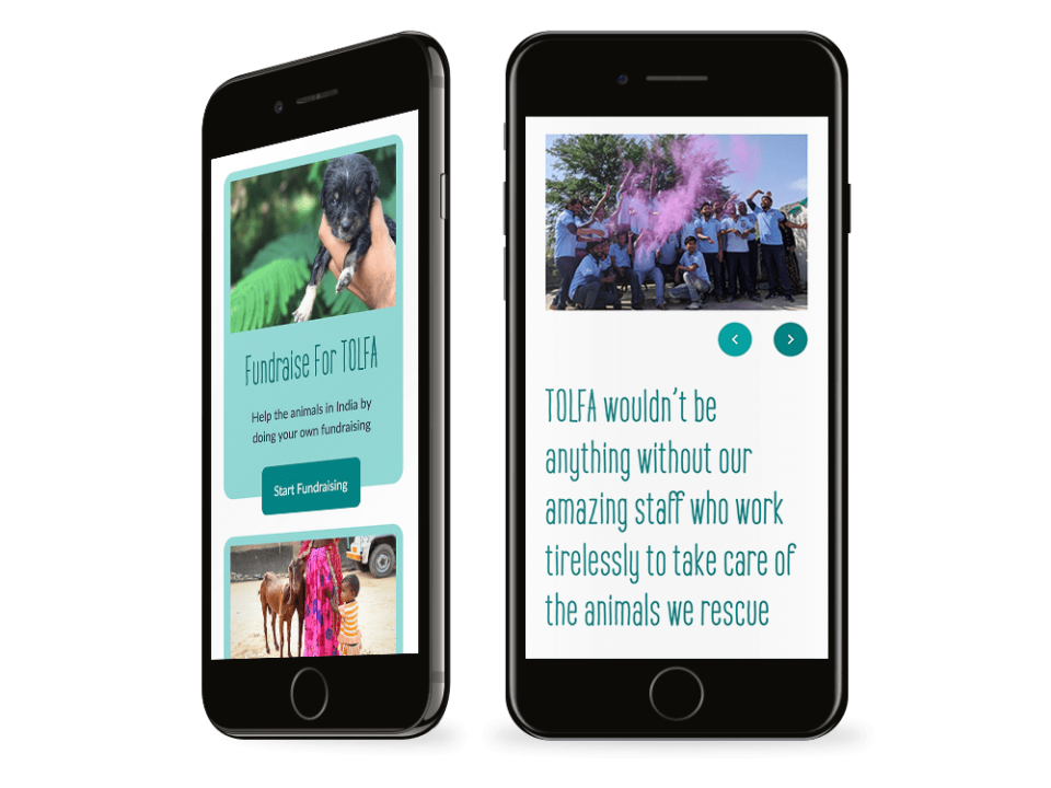 An example of high end charity design visualised on a mobile device