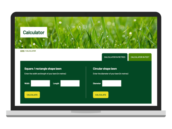 Rollaturf turf calculator visualised on a desktop device