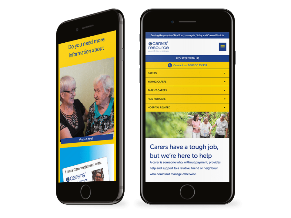 An example of high end charity design visualised on a mobile device