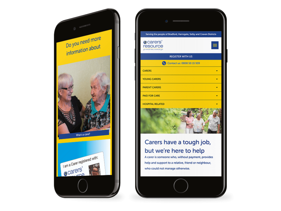 An example of high end charity design visualised on a mobile device