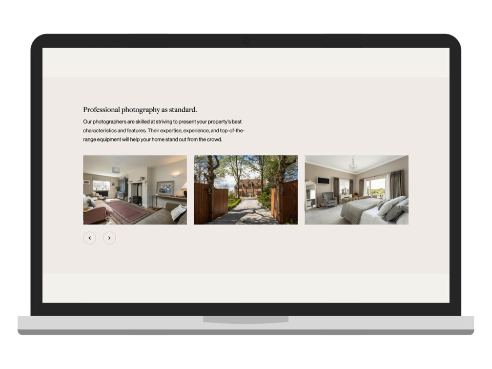 An example of high end design for an estate agent visualised on a desktop device