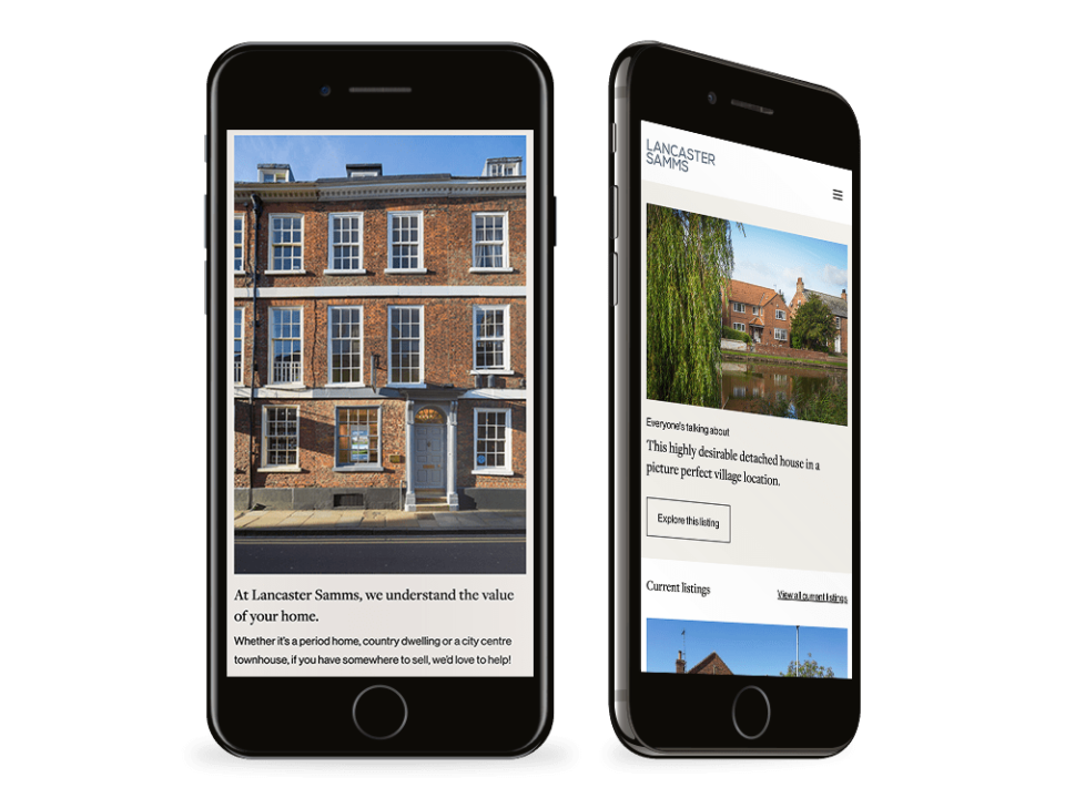 An example of high end design for an estate agent visualised on a mobile device