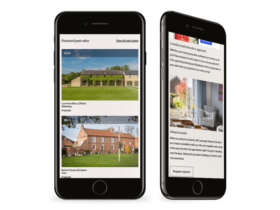 An example of high end design for an estate agent visualised on a mobile device