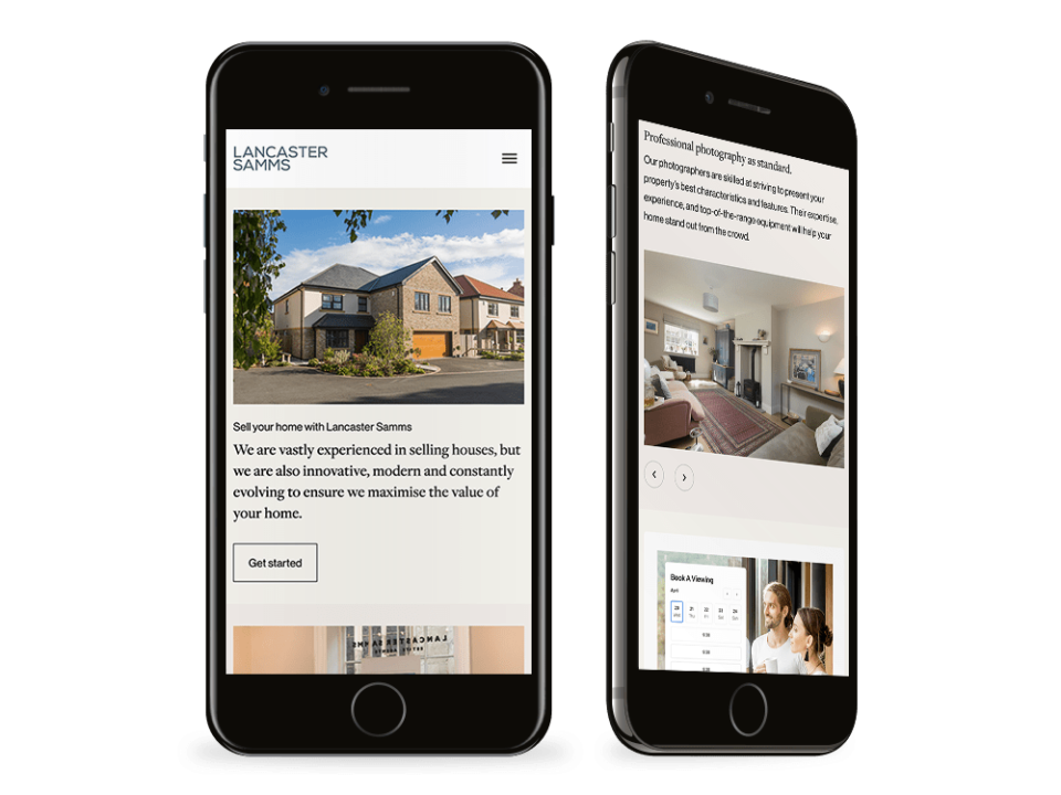 An example of high end design for an estate agent visualised on a mobile device