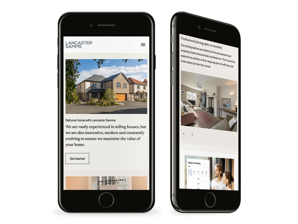 An example of high end design for an estate agent visualised on a mobile device