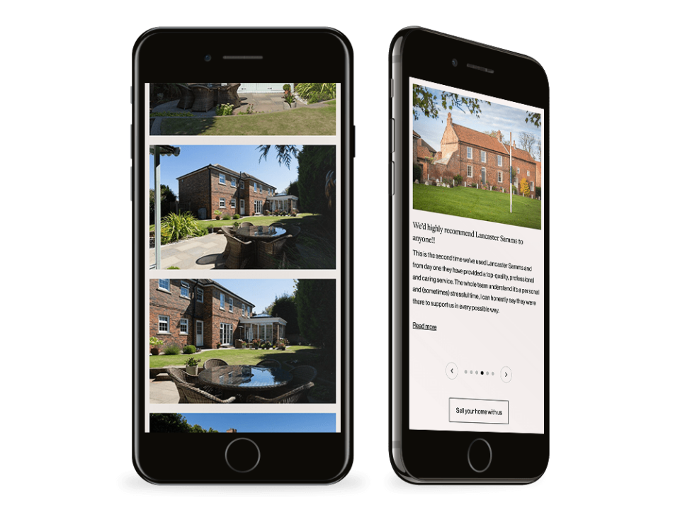 An example of high end design for an estate agent visualised on a mobile device