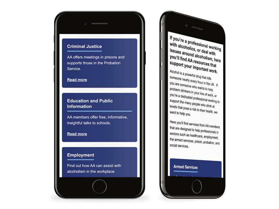 An example of high end not for profit design visualised on a mobile device