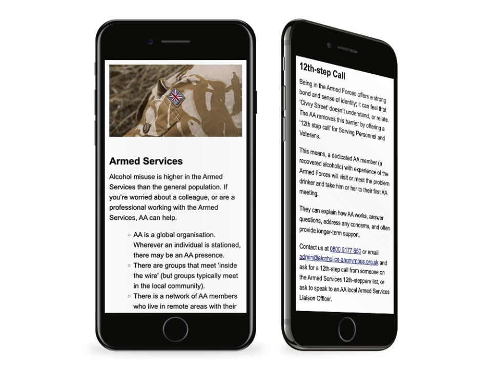An example of high end not for profit design visualised on a mobile device