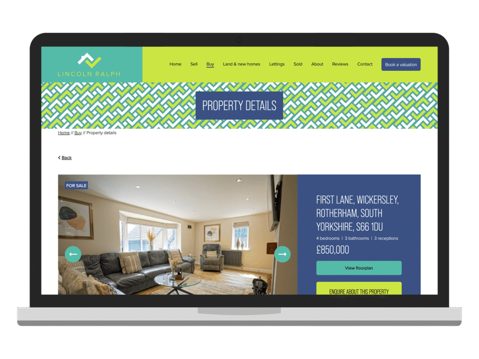 An example of high end design for the property industry visualised on a desktop device