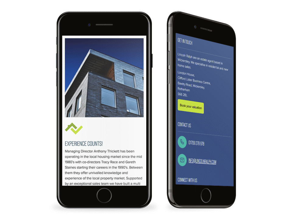 An example of high end design for the property industry visualised on a mobile device
