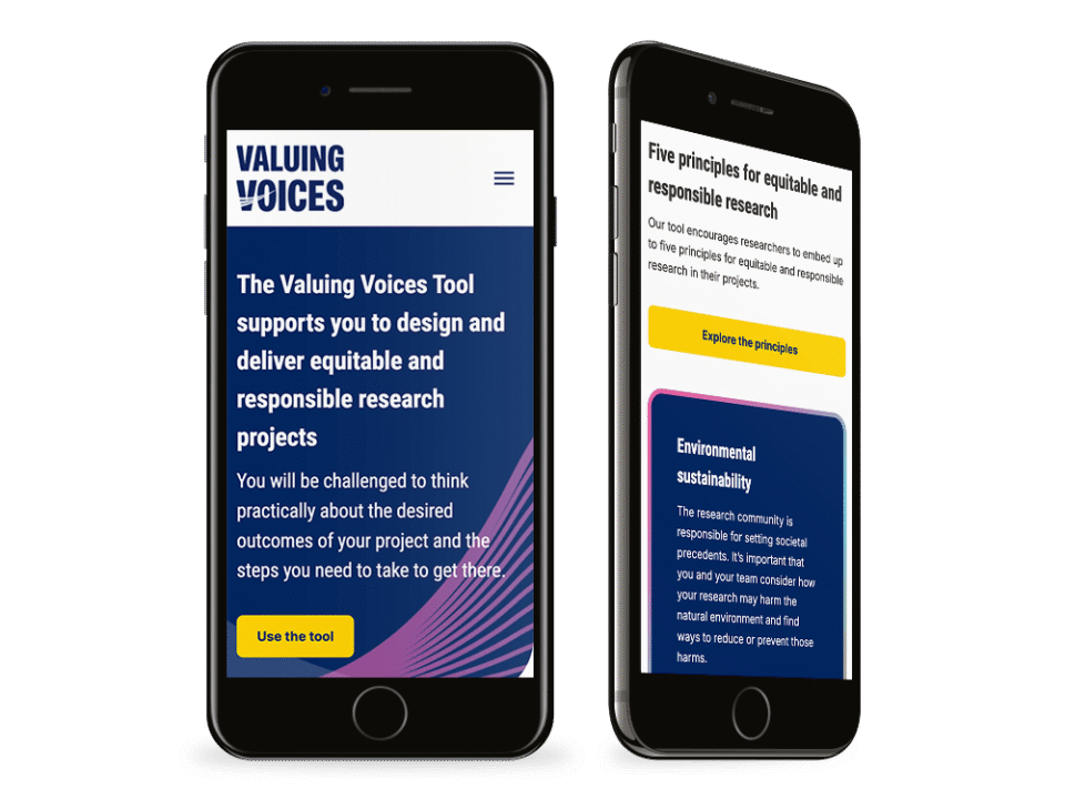 An example of high end academic design visualised on a mobile device