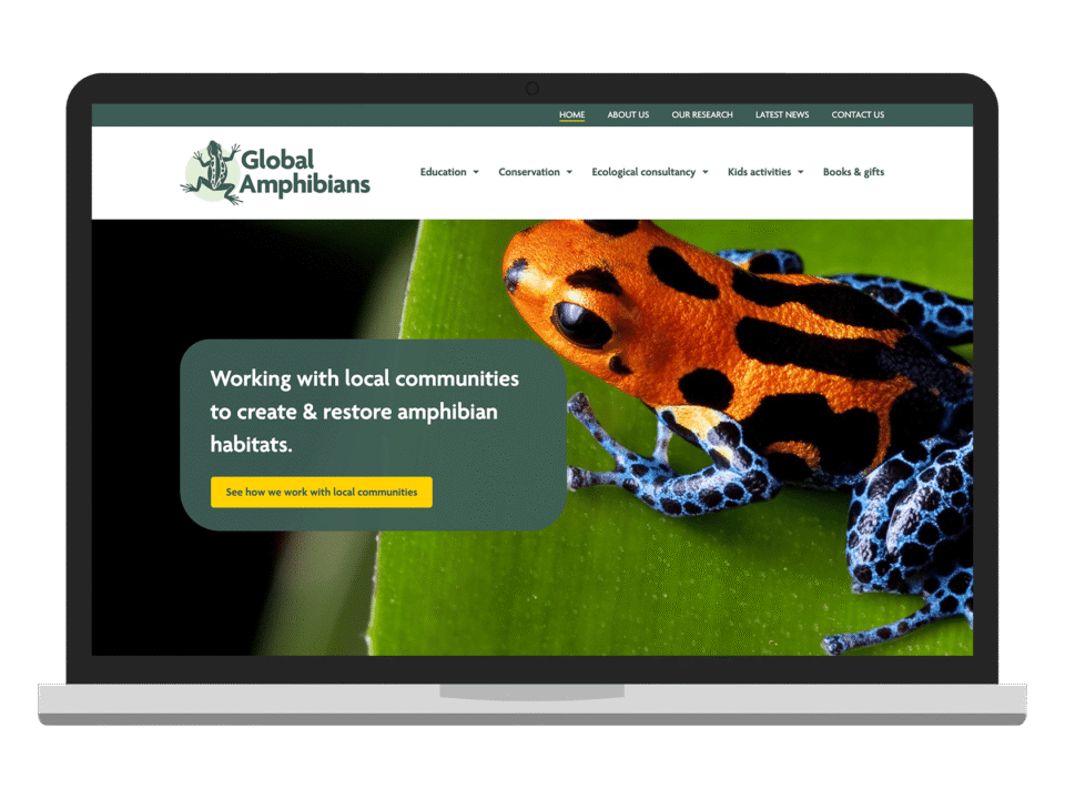 An example of high end design for a local business visualised on a desktop device