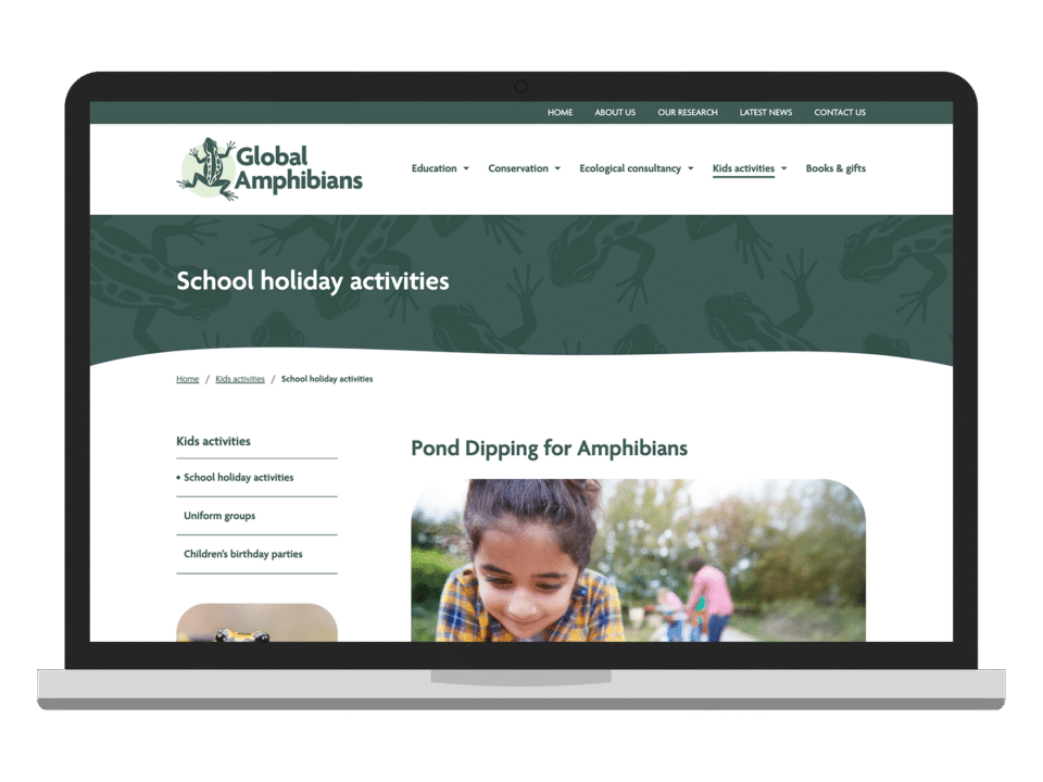 An example of high end design for a local business visualised on a desktop device
