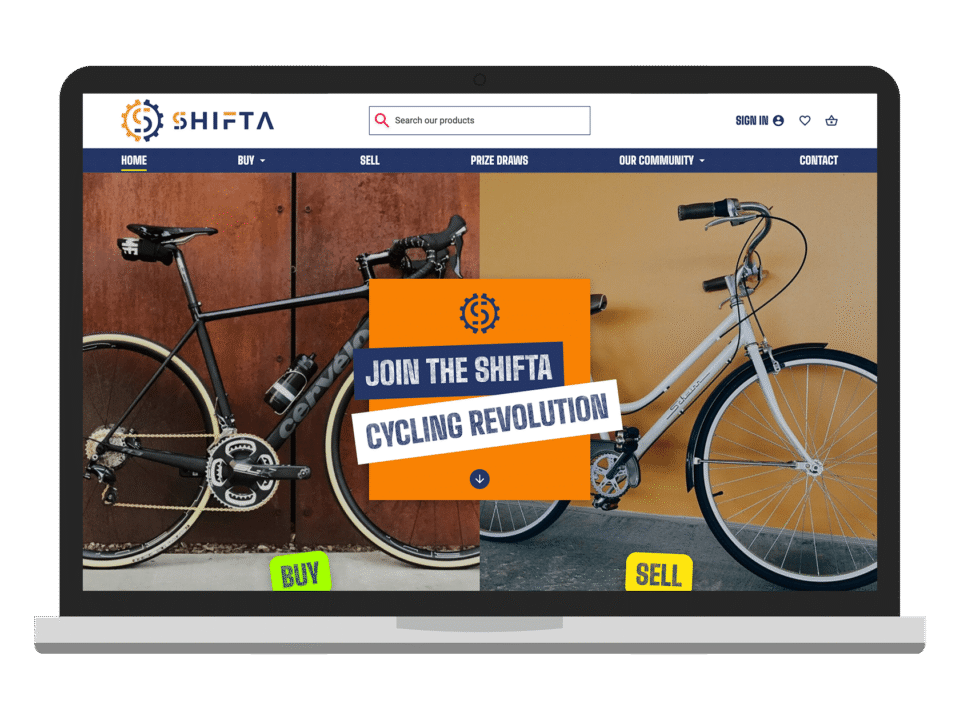 An example of high end shop design visualised on a desktop device