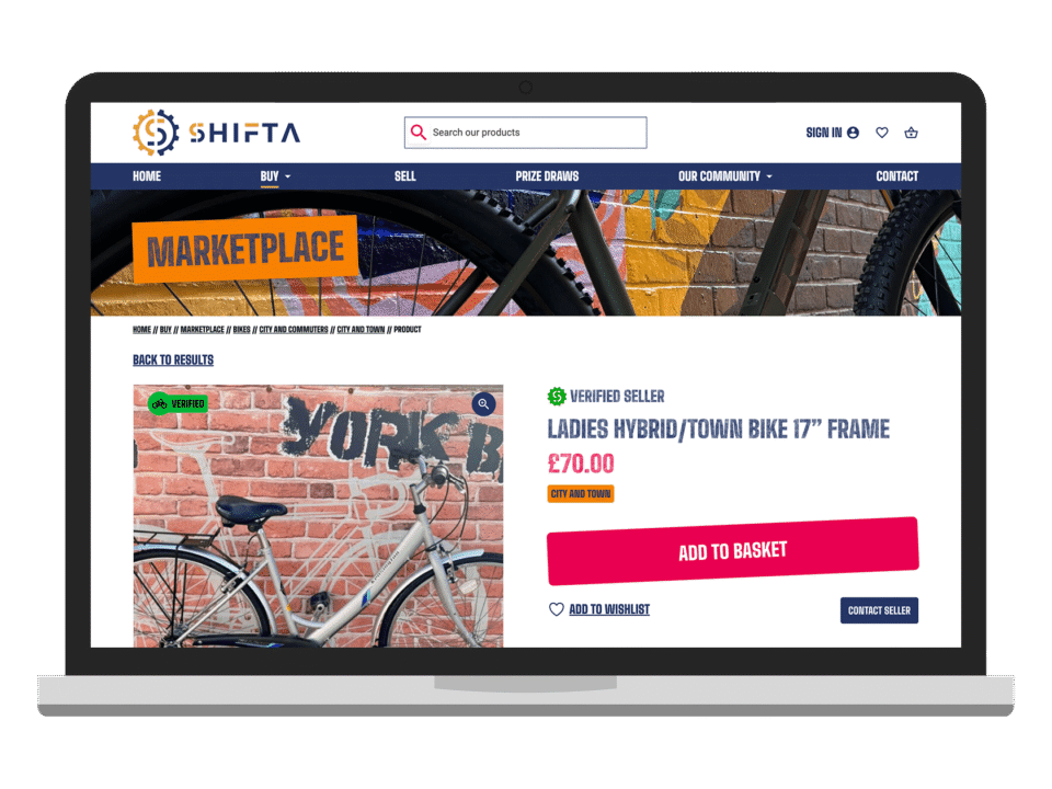 An example of high end shop design visualised on a desktop device