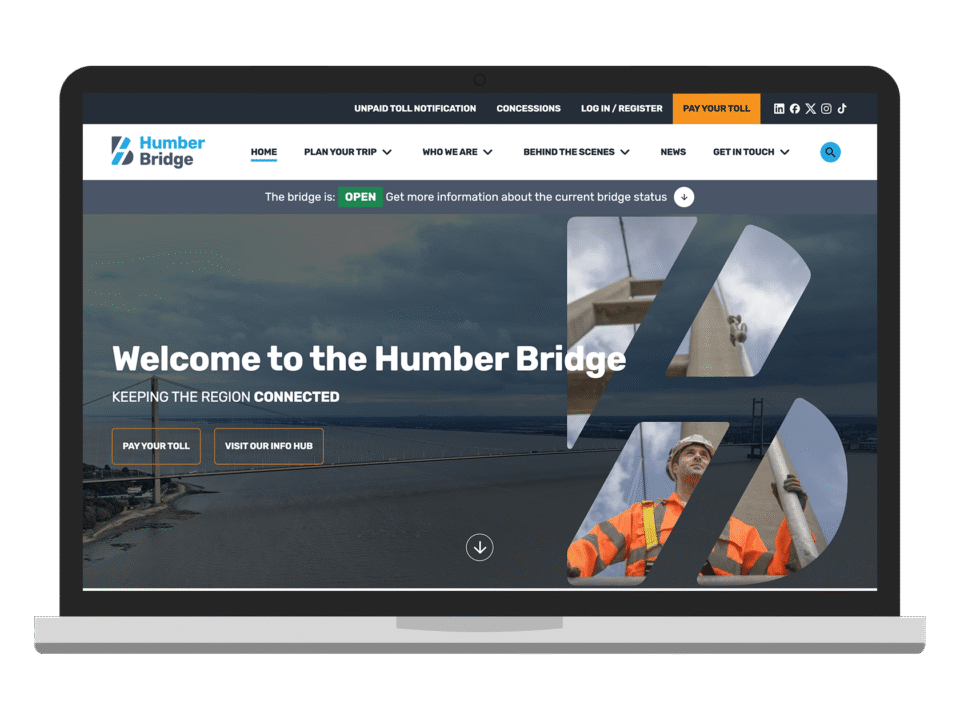 An example of high end charity and non profit design for national infrastructure, visualised on a desktop device