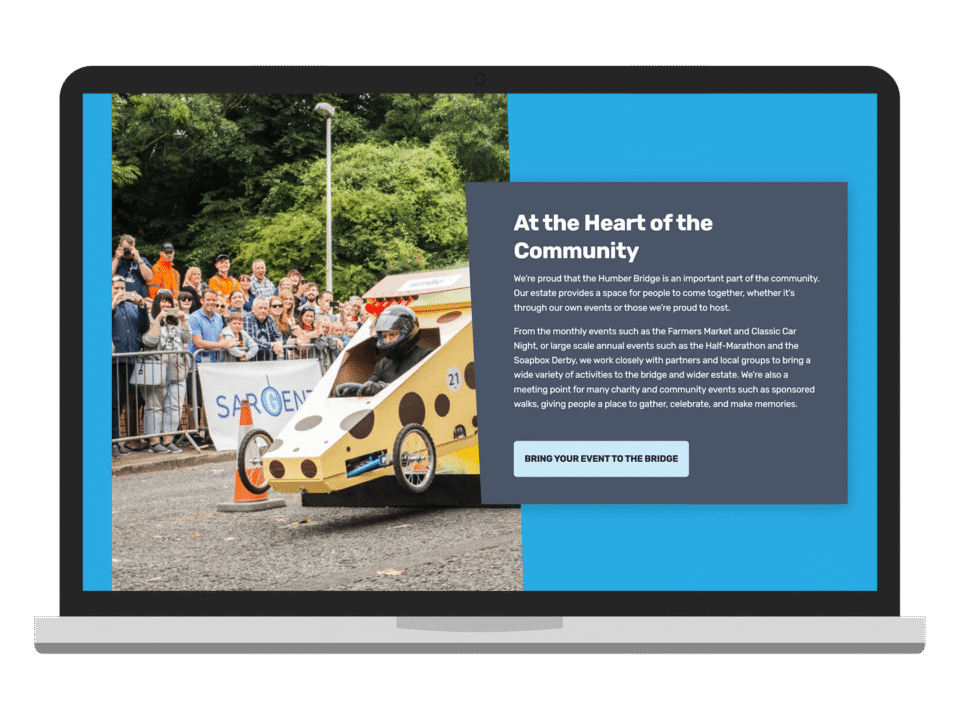 An example of high end charity and non profit design for national infrastructure, visualised on a desktop device