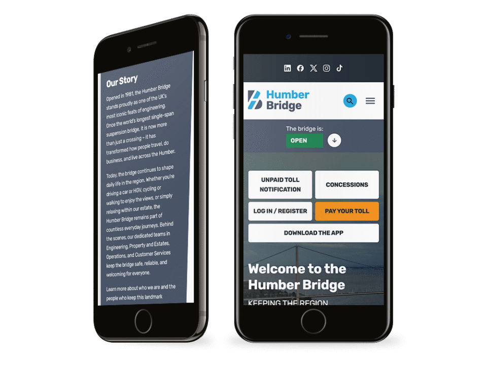 An example of high end charity and non profit design for national infrastructure, visualised on a mobile device