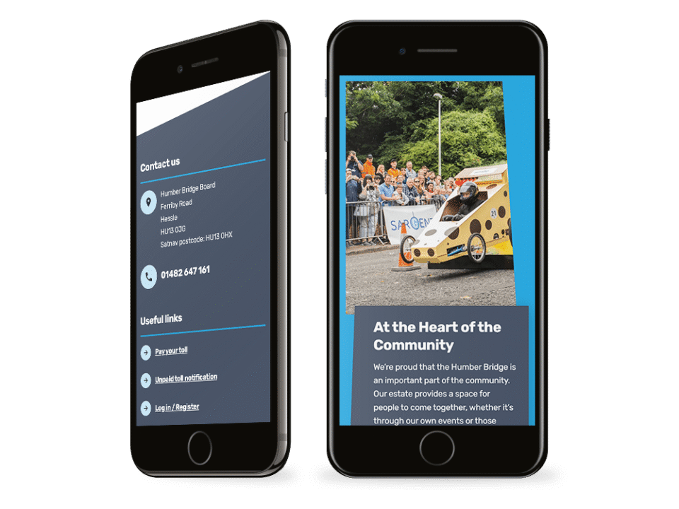 An example of high end charity and non profit design for national infrastructure, visualised on a mobile device