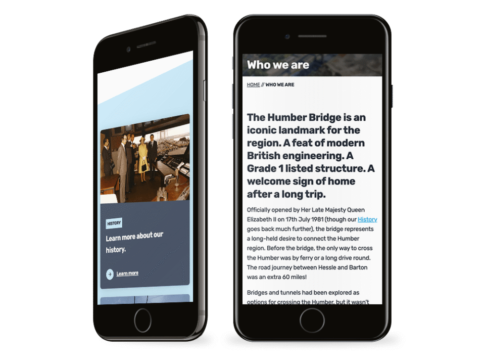 An example of high end charity and non profit design for national infrastructure, visualised on a mobile device