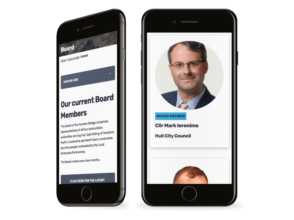 An example of high end charity and non profit design for national infrastructure, visualised on a mobile device