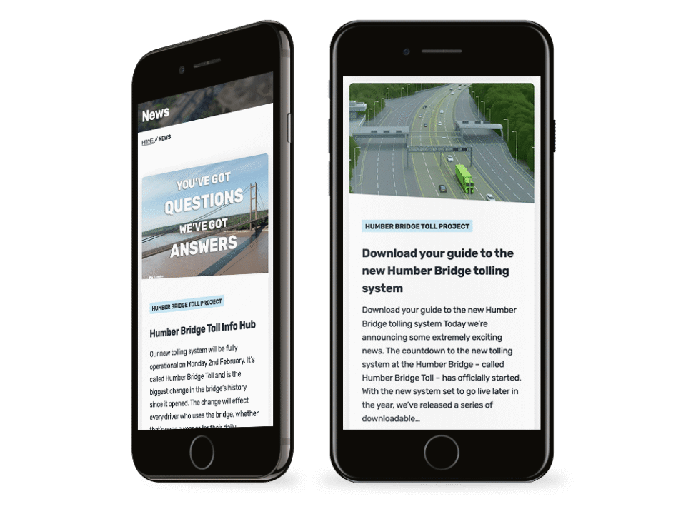 An example of high end charity and non profit design for national infrastructure, visualised on a mobile device