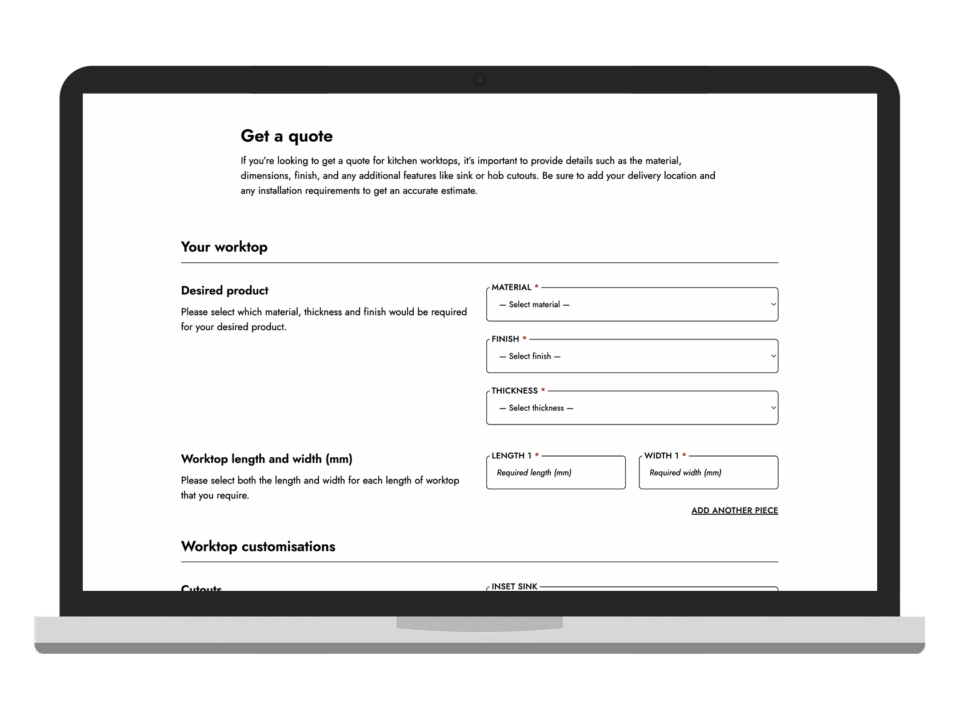 An example of high end design for a local business visualised on a desktop device