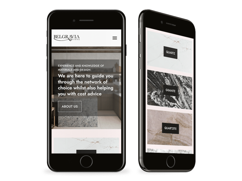 An example of high end design for a local business visualised on a desktop device